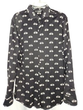 Men's Button-Up Shirt w/white Bicycle Print #contemporary #resort #artistic chic